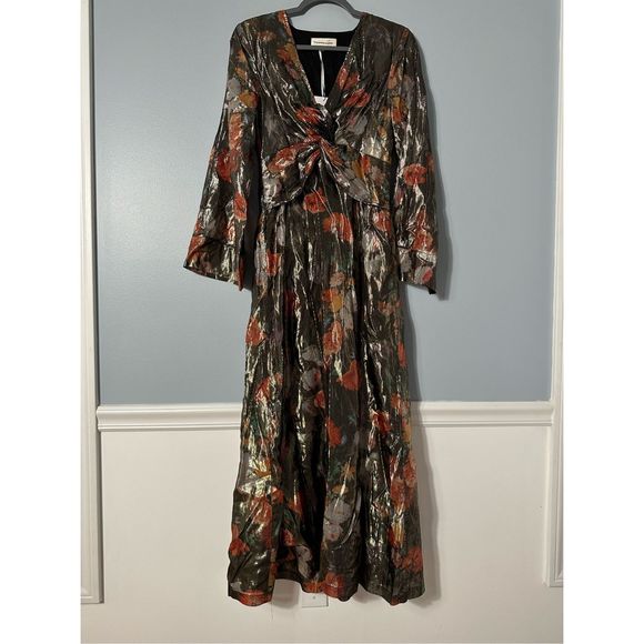 New Anthropologie Caballero Deep V-Neck Maxi Dress Size Small - Picture 6 of 9